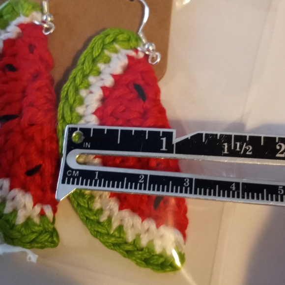 Watermelon earrings, fruit crochet handmade kawaii gifts for summer - Picture 6 of 8